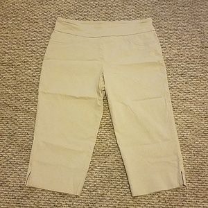 Kim Rogers Tan Stretch Capris Crop 14P Petite